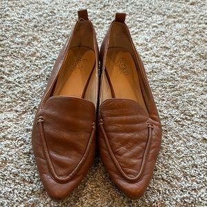 Franco Sarto Size 10 brown flats with gold rimmed heel